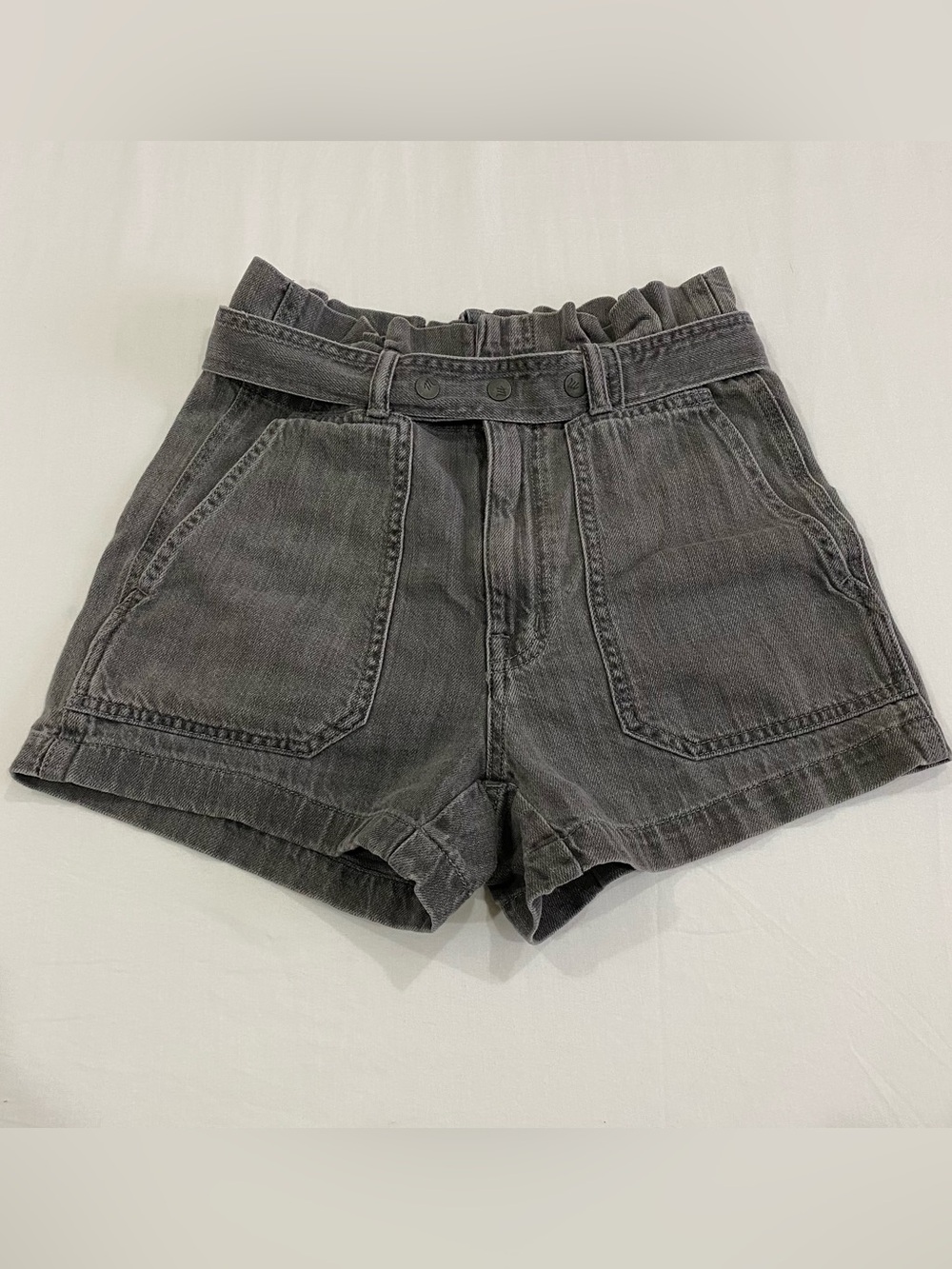 Madewell High-Waist Paperbag Denim Shorts - Charcoal Grey 24